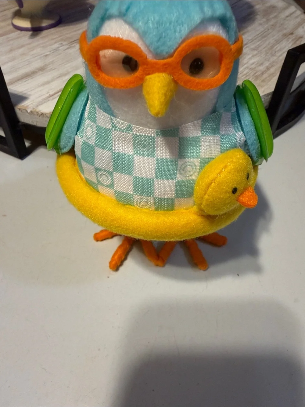 Target Plush Aqua Checkered Bird with Yellow Duck Float and Orange Glasses